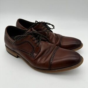 Stacy Adams Shoes Mens 9 M Dickinson Dress Cap Oxford 25066-221 Brown Leather